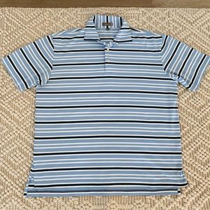 Peter Millar Summer Comfort Striped Polo Large Blue White